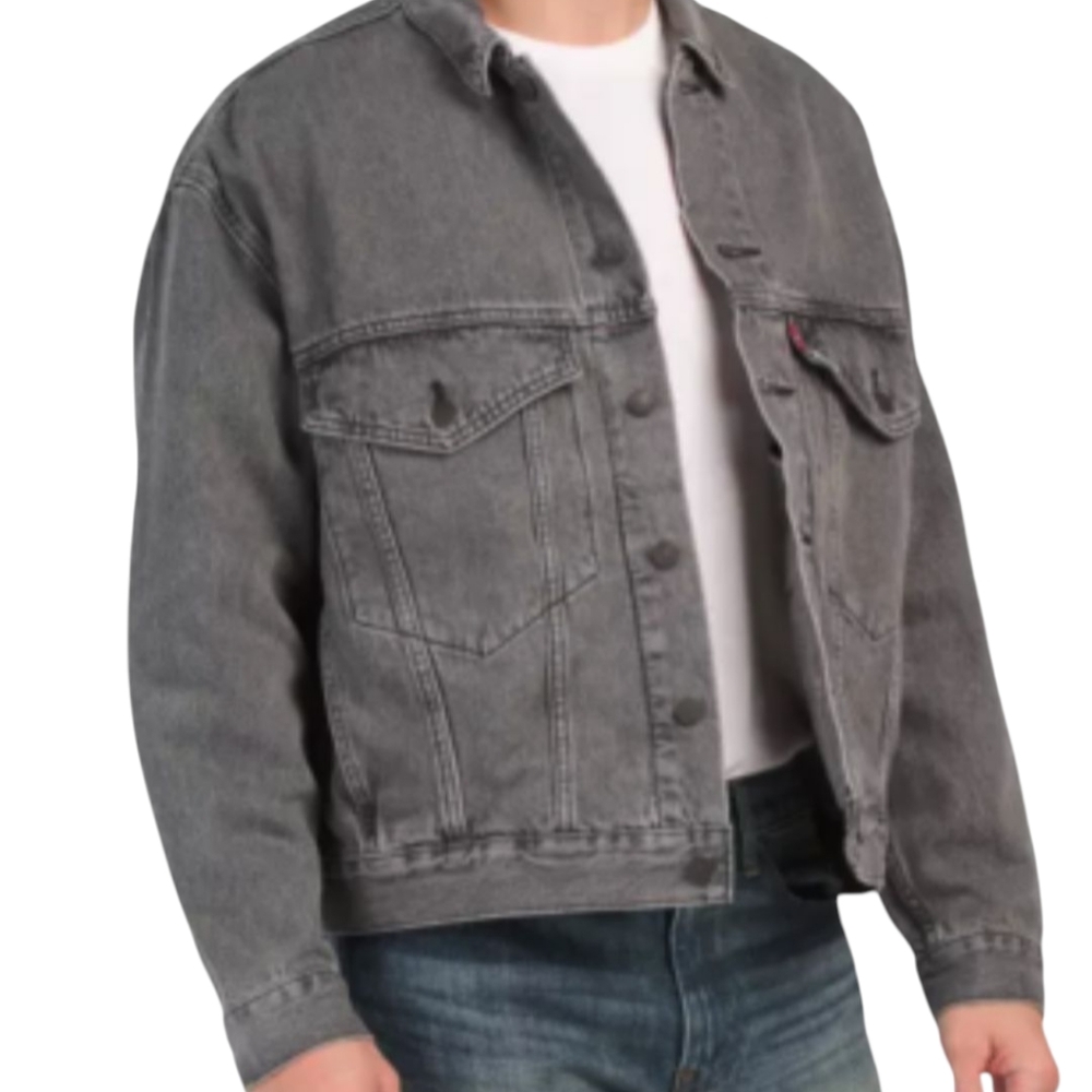 Levis Premium Stay Loose Trucker Gray Jacket ..Size Large